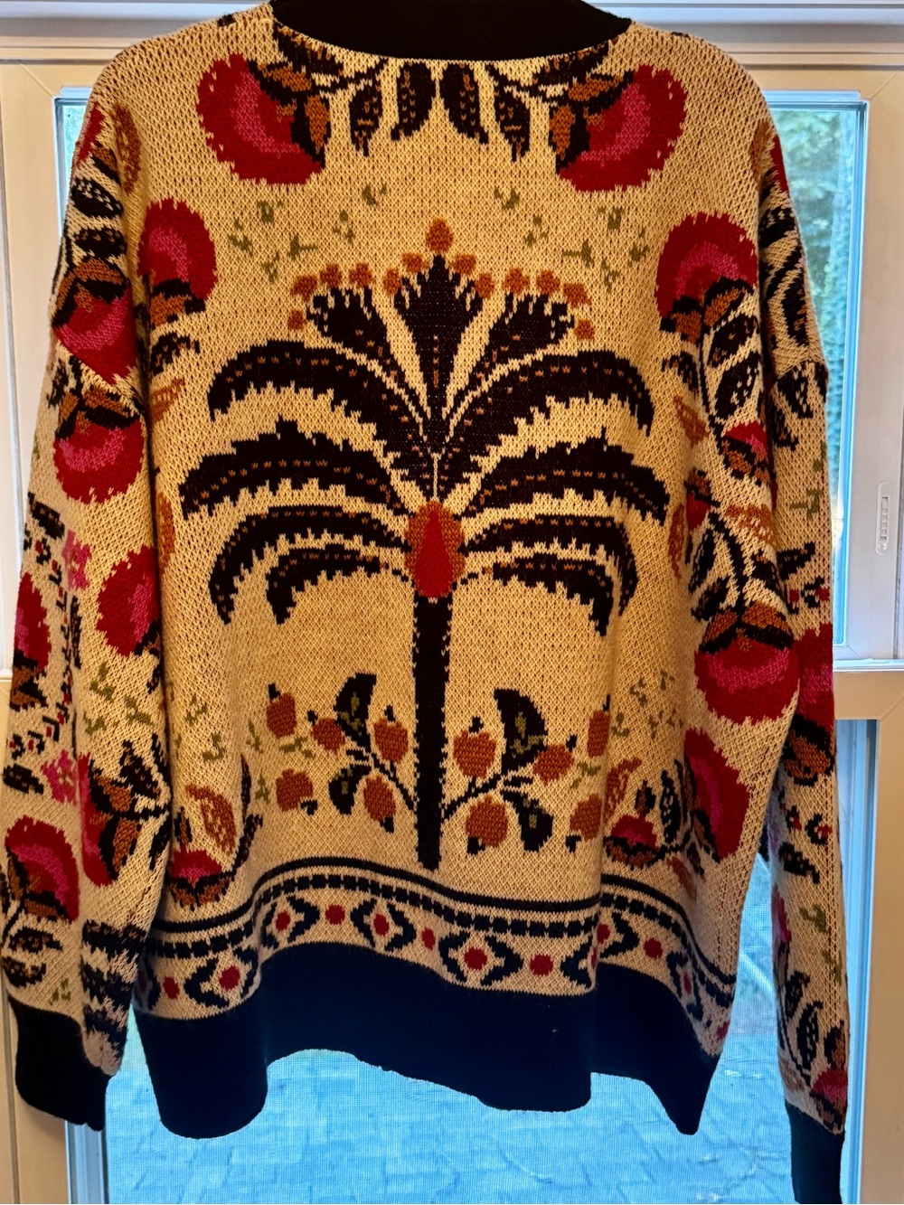 FARM Rio Cream Cardigan with Pink, Black & Brown Floral Knit - Picture 6 of 7
